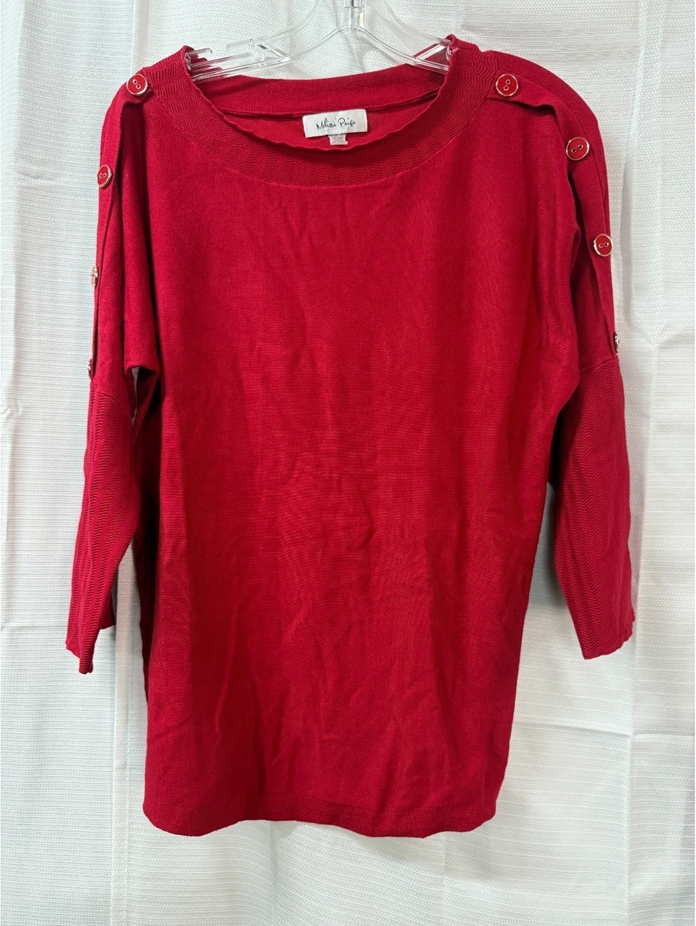 Melissa Paige Red Rayon Blend Button Detail Sweater Top Small